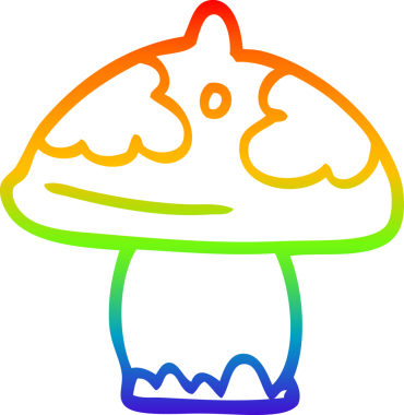 gökkuşağı gradyan çizgi çizimi bir insan tarafından çizilmiş mantar karikatürü