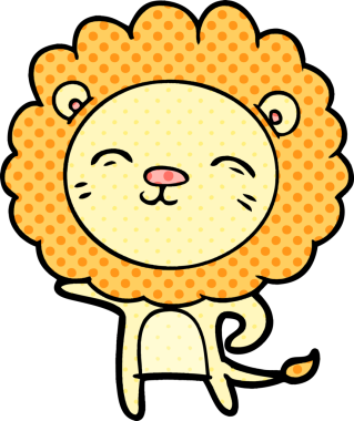 Bir insan tarafından çizilmiş çizgi film aslanı.