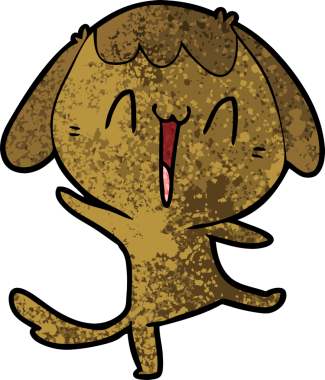 Bir insan tarafından çizilmiş şirin bir çizgi film köpeği.