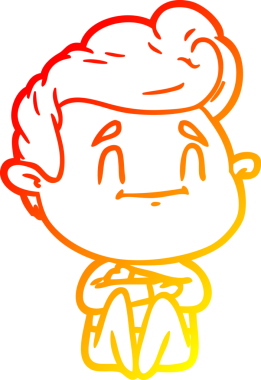 Bir insan tarafından çizilmiş mutlu bir çizgi film karakterinin sıcak çizgi çizimi