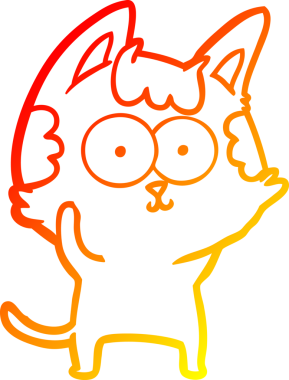 Bir insan tarafından çizilmiş mutlu çizgi film kedisinin sıcak çizgi çizgisi.