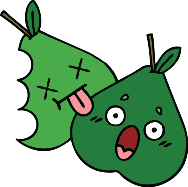 Bir insan tarafından çizilmiş armut karikatürü.