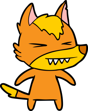 Bir insan tarafından çizilmiş tilki çizgi film karakteri