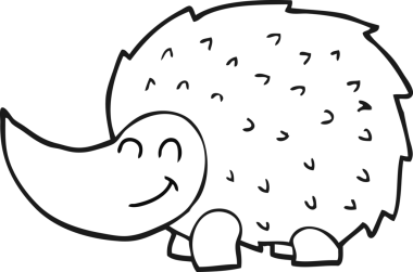 Bir insan tarafından çizilmiş serbest çizim siyah beyaz kirpi.