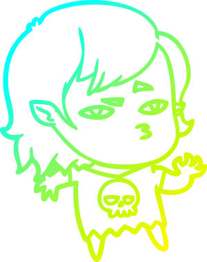 Bir insan tarafından çizilmiş bir vampir kız çizgi filmi.