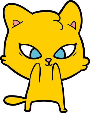 Bir insan tarafından çizilmiş sevimli çizgi film kedisi.