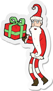 Bir insan tarafından çizilmiş Noel Baba çizgi filminin çıkartması.