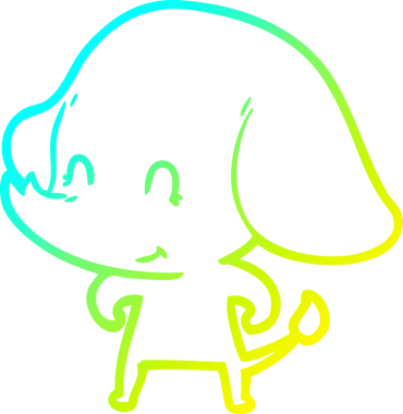 Bir insan tarafından çizilmiş şirin bir filin soğuk gradyan çizgisi