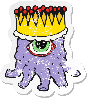 Bir insan tarafından çizilmiş uzaylı kralın gerilmiş çıkartması.