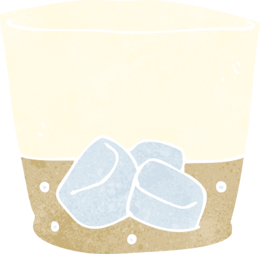 Bir insan tarafından çizilmiş bardakta viski.