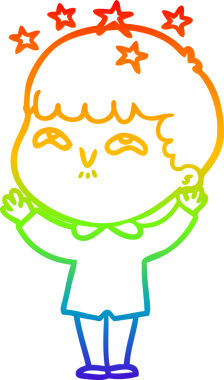 gökkuşağının gradyan çizimi bir çizgi film karakteri tarafından çizilmiş.