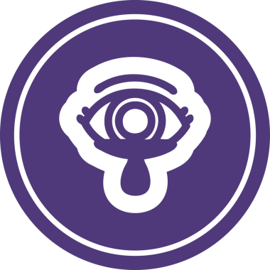 Bir insan tarafından çizilmiş mistik göz ağlayan kan dairesel simgesi.