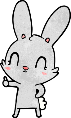 Bir insan tarafından çizilmiş şirin çizgi film tavşanı.