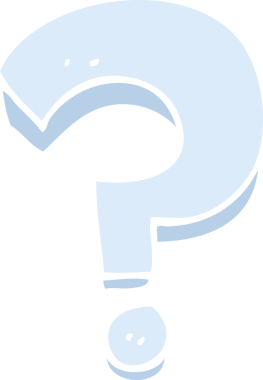 Bir insan tarafından çizilen soru işaretinin düz renk çizimi