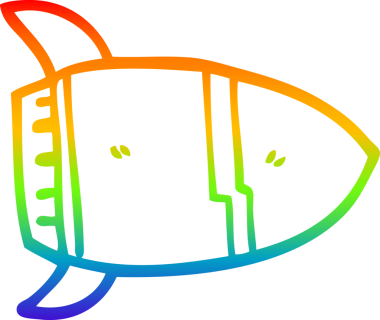 Bir insan tarafından çizilmiş bir uzay roketinin gökkuşağı gradyanı çizimi