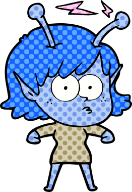 Bir insan tarafından çizilmiş uzaylı kız.