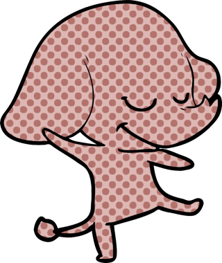 Bir insan tarafından çizilmiş gülümseyen bir fil.