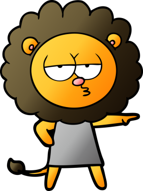 Bir insan tarafından çizilmiş canı sıkkın bir aslan.