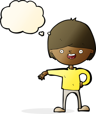 Bir insan tarafından çizilmiş düşünce balonlu mutlu adam çizgi filmi.