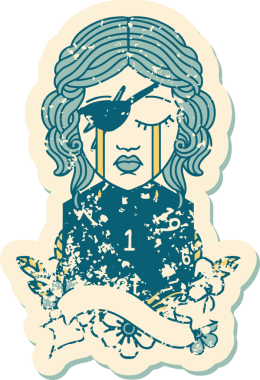 Retro Dövme Tarzı Ağlayan İnsan Haydut Doğal bir d20 ruloyla Bir insan tarafından çizilmiş