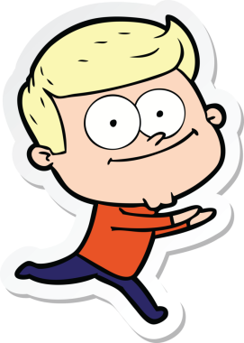 Bir insan tarafından çizilmiş mutlu bir adamın çıkartması.