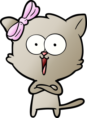 Bir insan tarafından çizilmiş çizgi film kedisi.