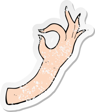 Bir insan tarafından çizilmiş karikatür el sembolünün gerilimli yapıştırması.