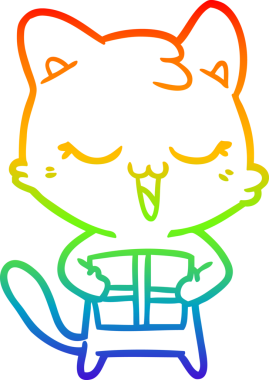 gökkuşağı gradyan çizimi mutlu çizgi film kedisi bir insan tarafından çizildi