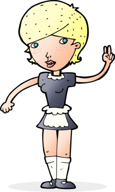 Çizgi film garsonu bir insan tarafından çizildi.