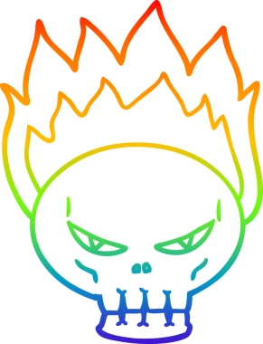 gökkuşağı gradyan çizgi çizimi bir insan tarafından çizilmiş yanan kafatası