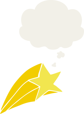 Düşünce baloncuğu olan bir çizgi film yıldızı insan tarafından çizilmiş.