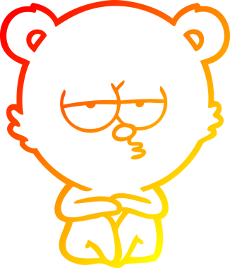 Sıkılmış bir kutup ayısının insan tarafından çizilmiş sıcak çizgi çizimi.