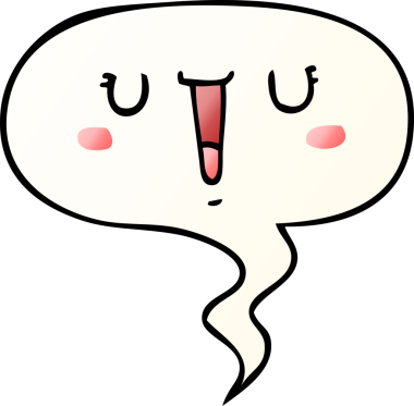 Bir insan tarafından çizilmiş yumuşak eğimli konuşma baloncuklu mutlu çizgi film yüzü