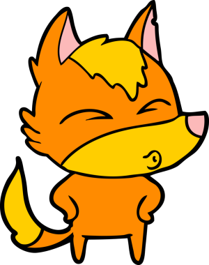 Bir insan tarafından çizilmiş tilki çizgi film karakteri