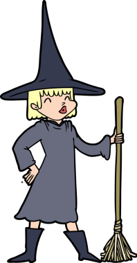 Bir insan tarafından çizilmiş çizgi film cadısı.