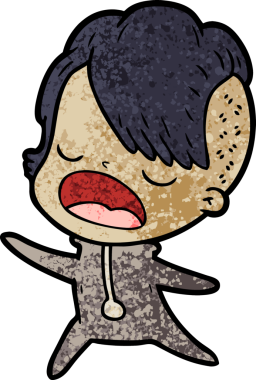 Bir insan tarafından çizilmiş havalı hippi kız çizgi filmi.