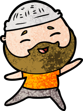 Bir insan tarafından çizilmiş mutlu sakallı bir adam.