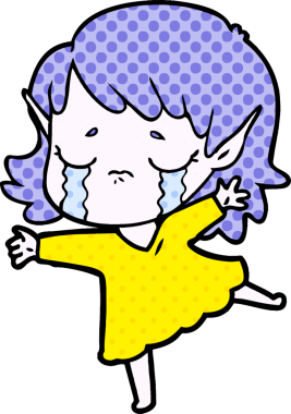 Bir insan tarafından çizilmiş ağlayan elf kızı.