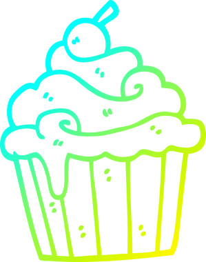 Bir insan tarafından çizilmiş bir karikatür fincan kekinin soğuk gradyan çizgisi