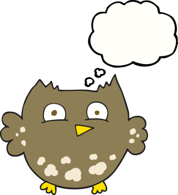 Bir insan tarafından çizilmiş serbest çizim baloncuk karikatür küçük baykuş