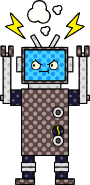 bir insan tarafından çizilmiş bir robotun çizgi roman tarzı