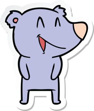 Bir insan tarafından çizilmiş, gülen ayı çizgi filminin çıkartması.