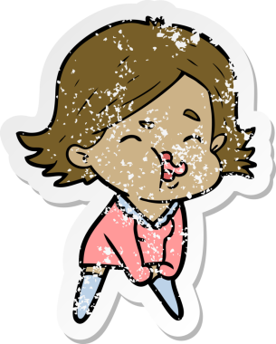 Bir insan tarafından çizilmiş karikatür kızının sıkıntılı çıkartması.