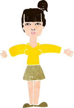 Bir insan tarafından çizilmiş omuz silken çizgi filmdeki kadın.