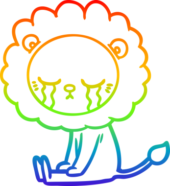 Gökkuşağı gradyan çizgisi bir insan tarafından çizilmiş ağlayan bir aslanın çizimi