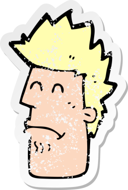 Bir insan tarafından çizilen, kendini hasta hisseden bir çizgi film karakterinin gerilimli çıkartması.