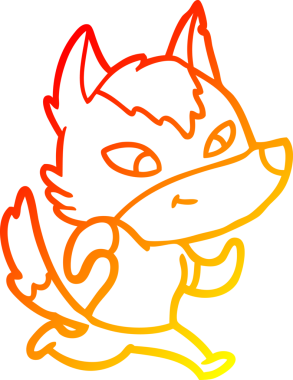 Bir insan tarafından çizilmiş dost canlısı bir kurt çizgi çizimi.