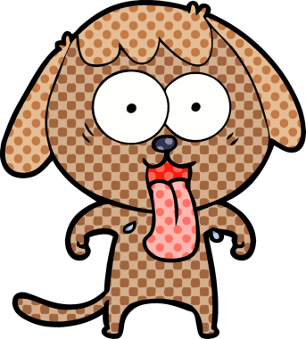 Bir insan tarafından çizilmiş şirin bir çizgi film köpeği.