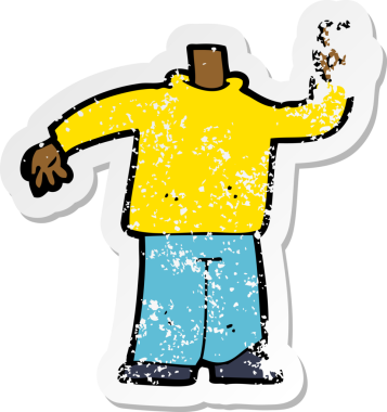 Bir insan tarafından çizilmiş barış işareti veren bir karikatür vücudunun gerilemiş etiketi.