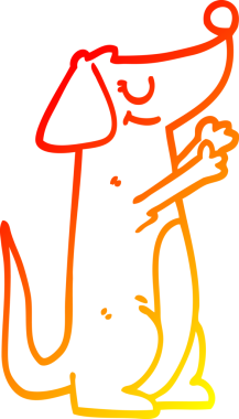 Bir insan tarafından çizilmiş çizgi film köpeğinin sıcak çizgi çizimi